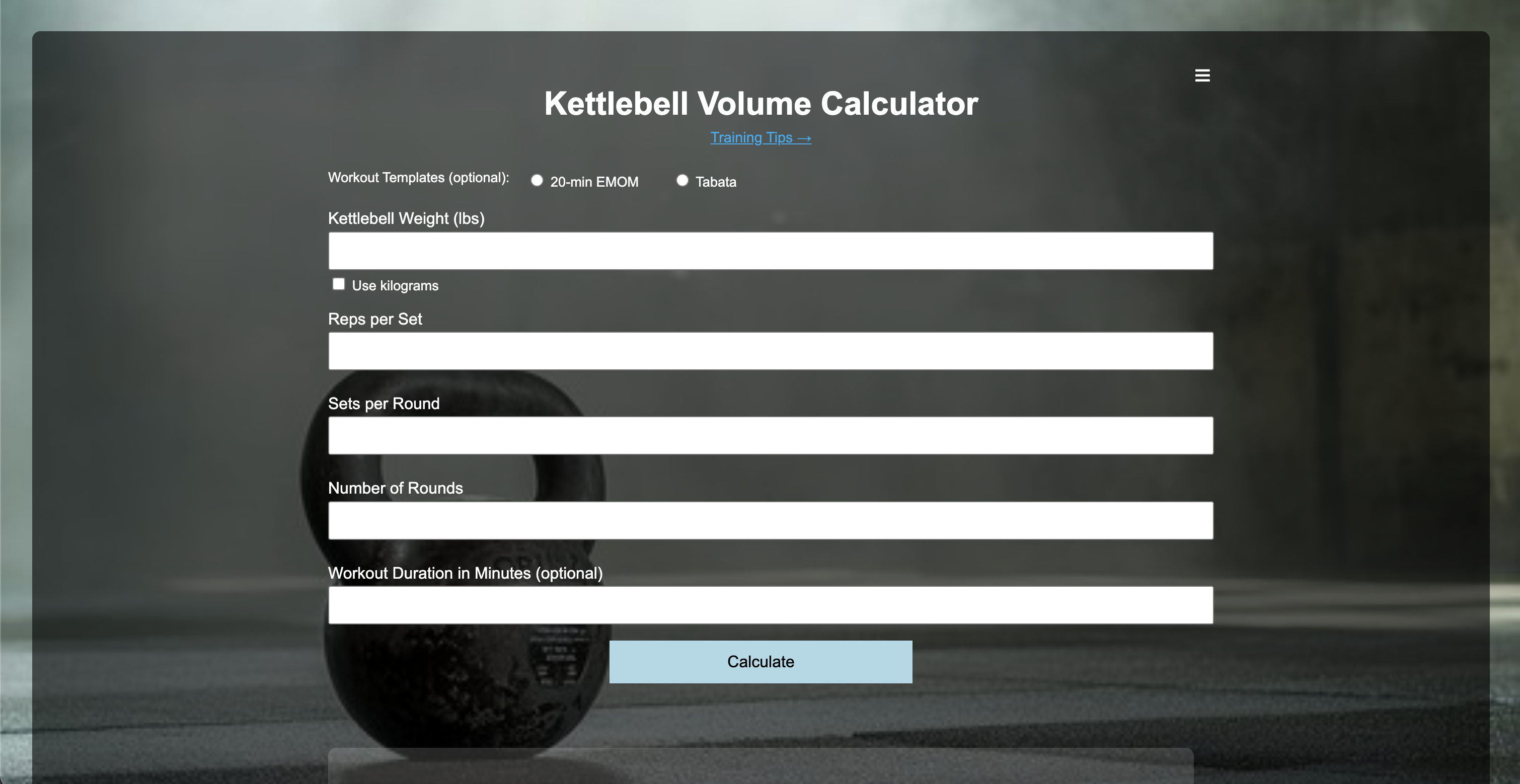 Kettlebell Calculator screenshot